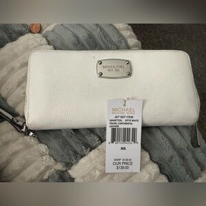 Michael Kors Optic White Leather Continental Wallet